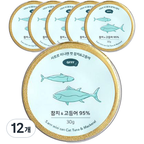 동원아르르 사르르 미니캔 캣 간식, 혼합맛(참치/고등어), 30g, 12개