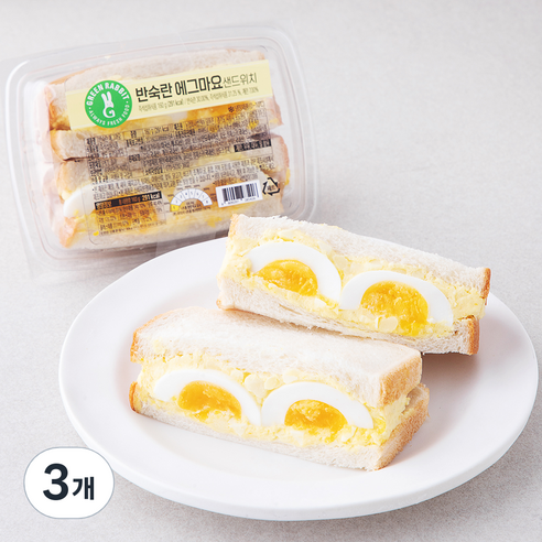 그린래빗 반숙란 에그마요 샌드위치, 160g, 3개