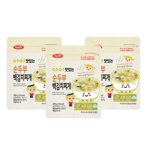 베베스트 아이 맛있는 순두부 백김치찌개 200g, 200g, 순두부 백김치찌개, 3개