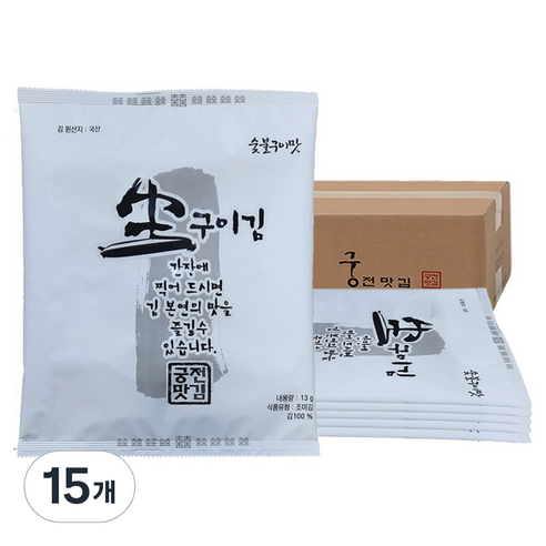 궁전맛김 불맛이 살아있는 무조미 핵가족용 전장김, 13g, 15개