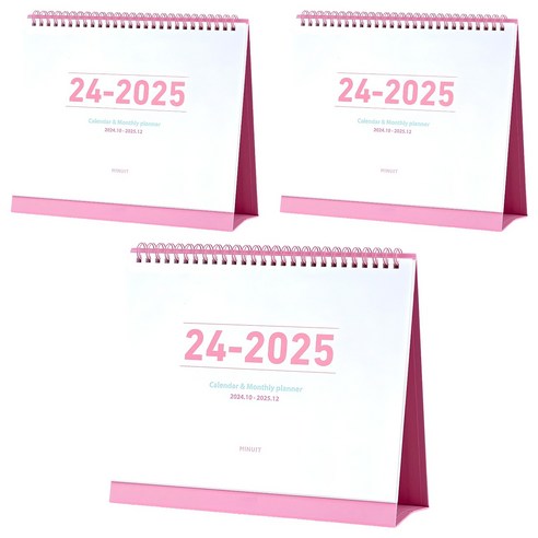 미뉴잇 2025 캘린더 앤 플래너, 핑크, 3개
