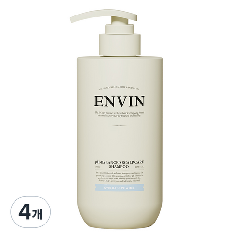 앙방 약산성 두피케어 샴푸 베이비 파우더향, 500ml, 4개