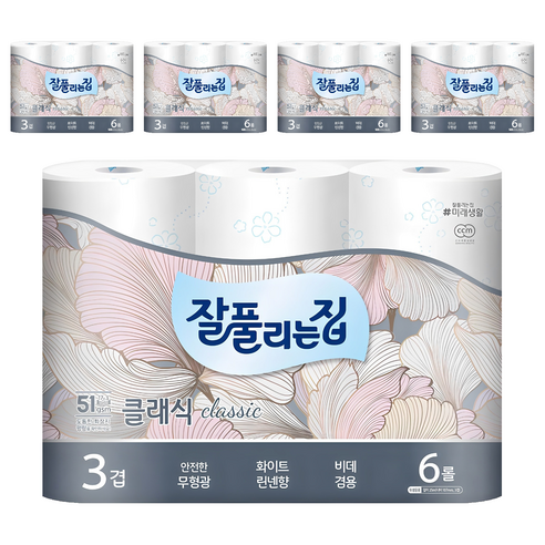 잘풀리는집 클래식 3겹 고급롤화장지, 25m, 6개입, 5개