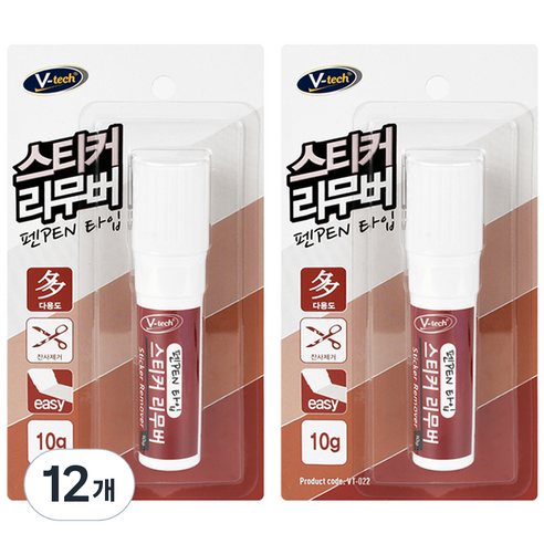 브이텍 스티커 제거제 펜타입, 12개