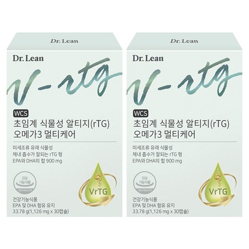 닥터린 초임계 식물성 알티지(rTG) 오메가3 멀티케어 33.78g, 30정, 2개