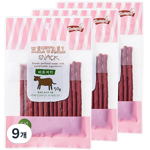 굿데이 네츄럴 스낵 고양이 간식, 비프 져키, 50g, 9개
