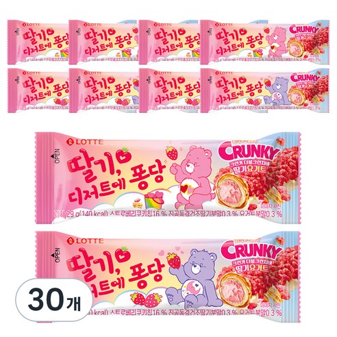 크런키 더블크런치바 딸기요거트 랜덤발송, 29g, 30개