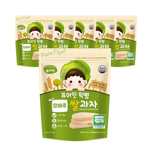 퓨어잇 떡뻥 쌀과자 30g, 양배추, 6개