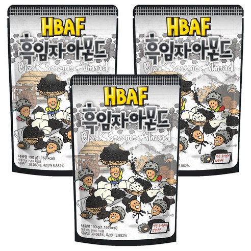 바프 흑임자 아몬드, 190g, 3개