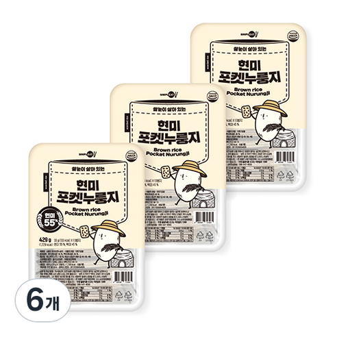 심플잇 현미 포켓누룽지, 429g, 6개