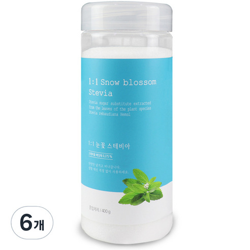 자연지애 에리스리톨 1:1 눈꽃 스테비아, 400g, 6개