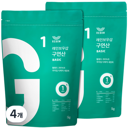 레인보우샵 구연산 베이직 세정제, 1kg, 4개