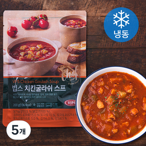 빕스 치킨 굴라쉬 스프 (냉동), 200g, 5개