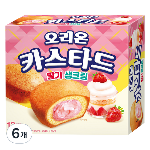 오리온 카스타드 딸기 생크림 12p, 6개, 276g