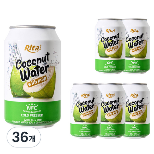 리타 NFC 코코넛워터 위드 펄프, 320ml, 36개