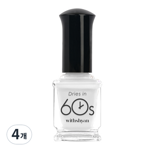위드샨 유광타입 60초 네일라커 매니큐어 9ml, M60 화이트, 4개