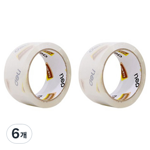 델리 무소음 박스테이프 리필 30042R 48mm x 40m, 투명, 6개