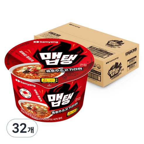 맵탱 큰컵 흑후추소고기 라면 110g, 32개