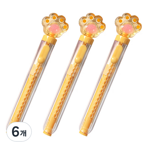 푸쉬 슬라이드 냥이 지우개, 옐로우, 6개