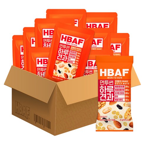 HBAF 하루견과 먼투썬 오렌지, 20g, 100개