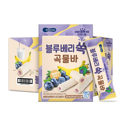 베베쿡 블루베리 쏙 곡물바 8p, 블루베리맛, 40g, 6개