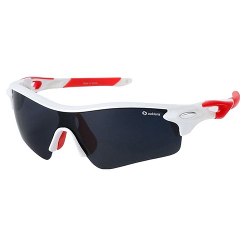 오클랜즈 프리미엄 편광 고글 Q320, 화이트레드프레임 + 스모그편광, 1개