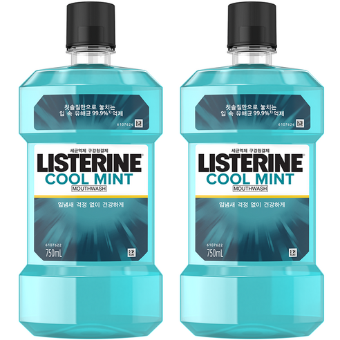 리스테린 쿨민트 구강청결제, 750ml, 2개