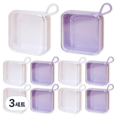 PDS뷰티 사각 납작 팩트 휴대용 퍼프 케이스 2종 x 5p 세트, 3세트, 화이트퍼플반반