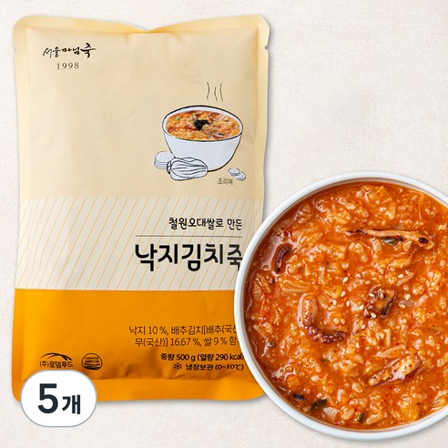 서울마님죽 낙지김치죽 (냉장), 500g, 5개