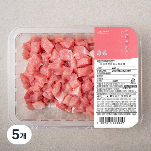 돈마루 한돈 등심 카레용 (냉장), 600g, 5개