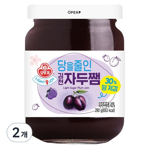 오뚜기 LIGHT 앤 JOY 당을줄인 김천자두쨈, 290g, 2개