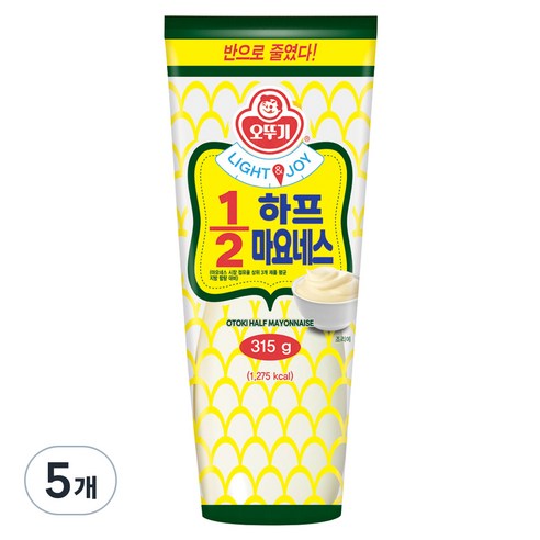 오뚜기 LIGHT 앤 JOY 하프마요네즈, 315g, 5개