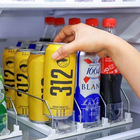 썸잇 냉장고 음료수 맥주캔 정리 디스펜서 트레이 일반핏 와이드 3라인, 화이트
