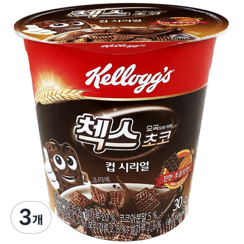 켈로그 첵스초코 컵 시리얼, 30g, 3개