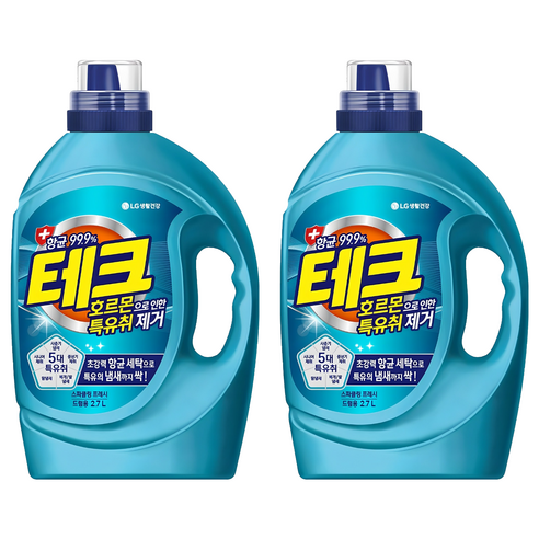 테크 호르몬 특유취 제거 액체세제 드럼용 용기, 2.7L, 2개