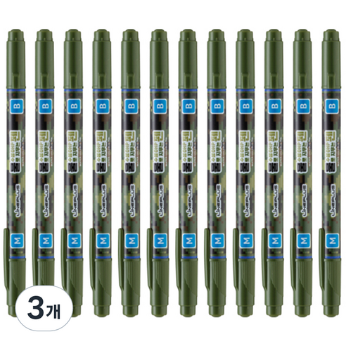 라인플러스 OHP펜 1mm 물펜MF 3.0mm 12p, 청색, 3개