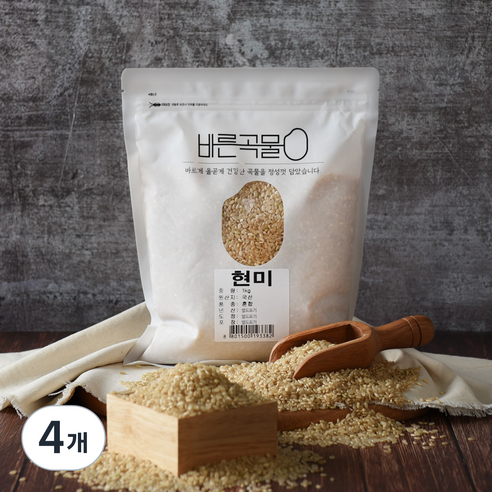 바른곡물 국산 현미, 1kg, 4개