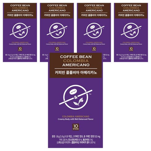 커피빈 콜롬비아 아메리카노 스틱커피, 1.6g, 10개입, 5개