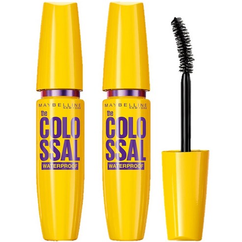메이블린 뉴욕 콜로썰 워터프루프 마스카라 9.2ml, 리얼 블랙, 2개