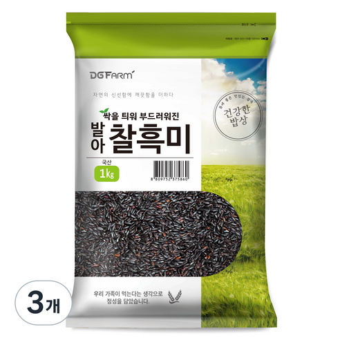건강한밥상 발아찰흑미, 1kg, 3개