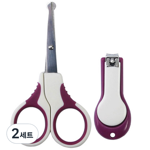 베이비베어 유아 손톱가위 + 유아 손톱깎이, 혼합 색상, 2세트