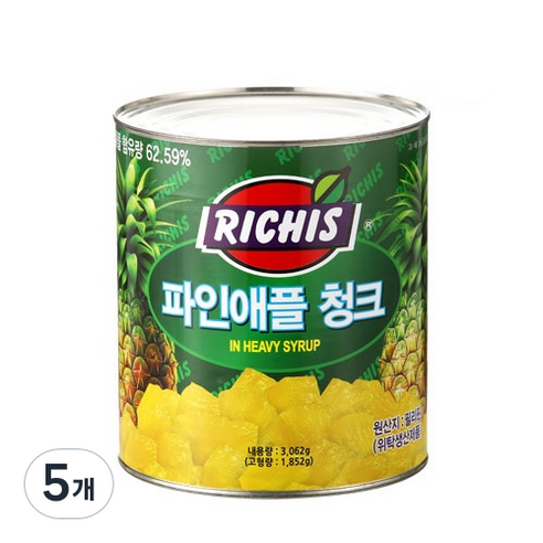 (주)동서 파인애플청크 캔, 3062g, 5개