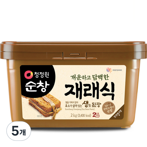 청정원순창 재래식 생된장, 2kg, 5개