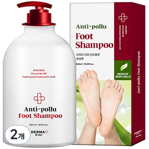아케이 더마 안티폴루 풋샴푸 550ml, 2개입, 2개