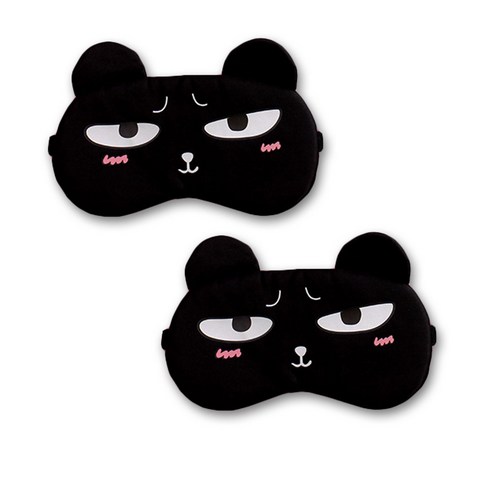 라이프팝 큐티 캐릭터 수면안대, 2개입, 1개, 블랙+블랙