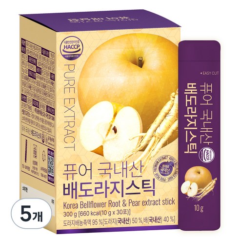 유기농마루 퓨어 국내산 배도라지청 스틱, 5개, 10g, 30개입