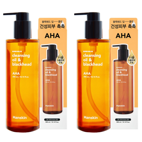한스킨 클렌징오일 앤 블랙헤드 AHA, 300ml, 2개