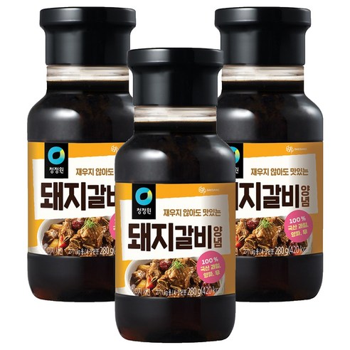청정원 전통 돼지갈비양념, 280g, 3개