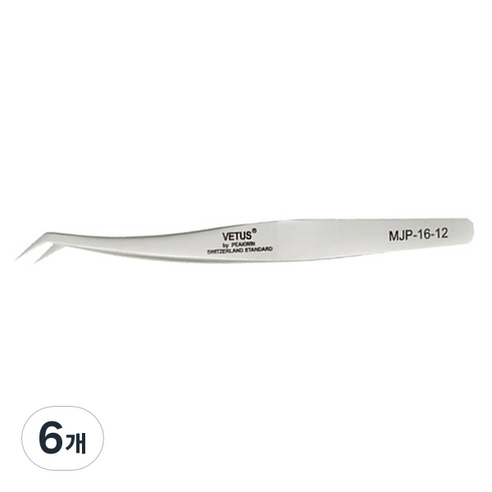 비투스 속눈썹 핀셋 MJP-16-12, 혼합색상, 6개