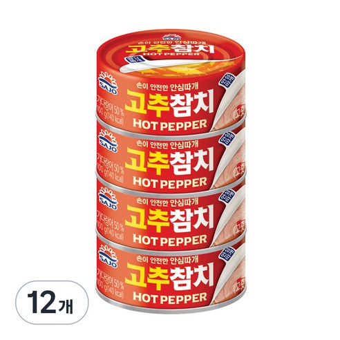 사조해표 고추참치 안심따개, 100g, 12개